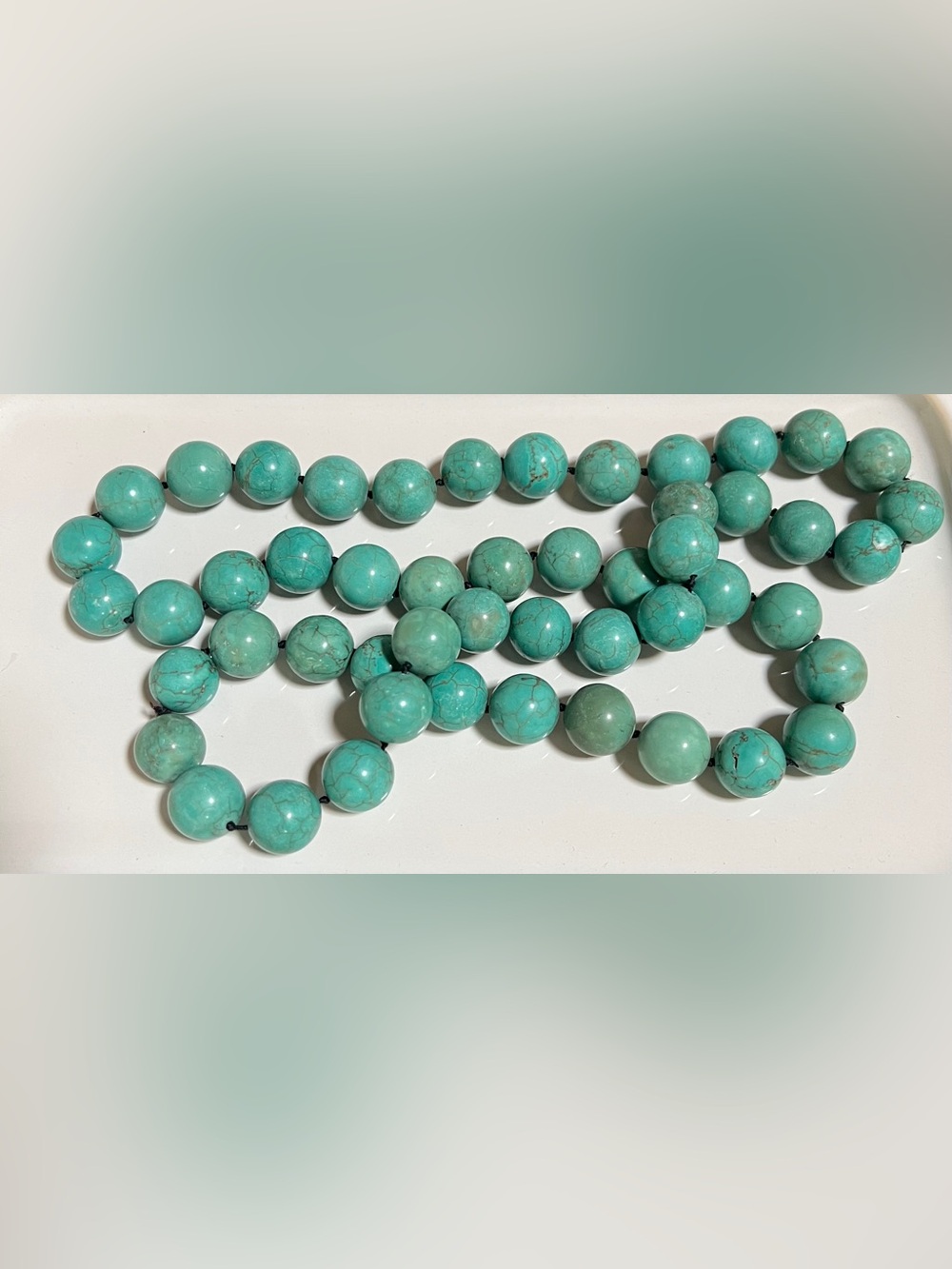 Howlite Beaded Necklace - Vibrant Green-Blue Strand